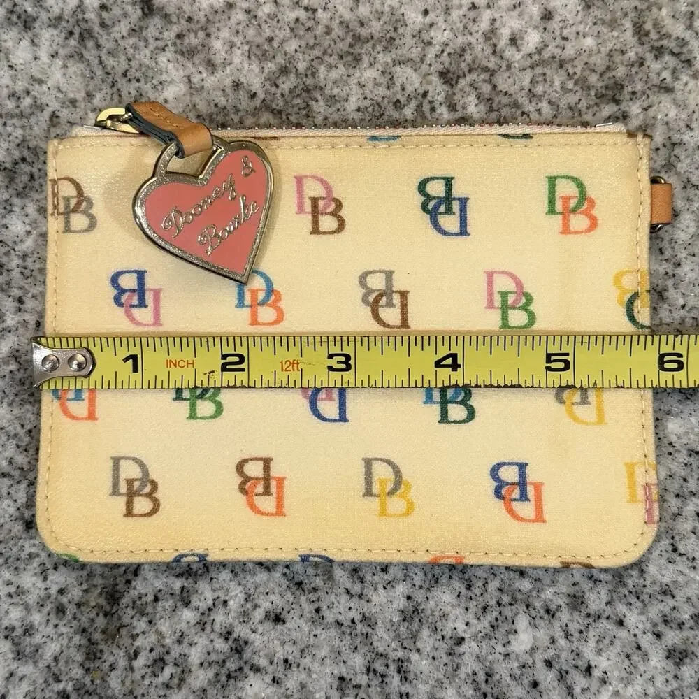 VTG Y2K DOONEY & BOURKE Cream/Yellowed Rainbow Monogram IT Col Change/Coin Purse
